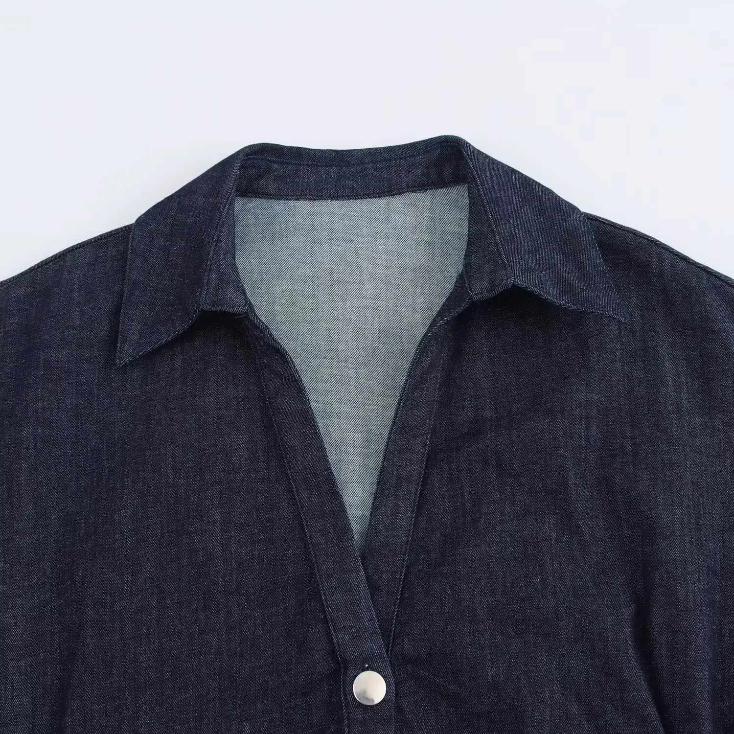 Elegant Zippered Denim Dress