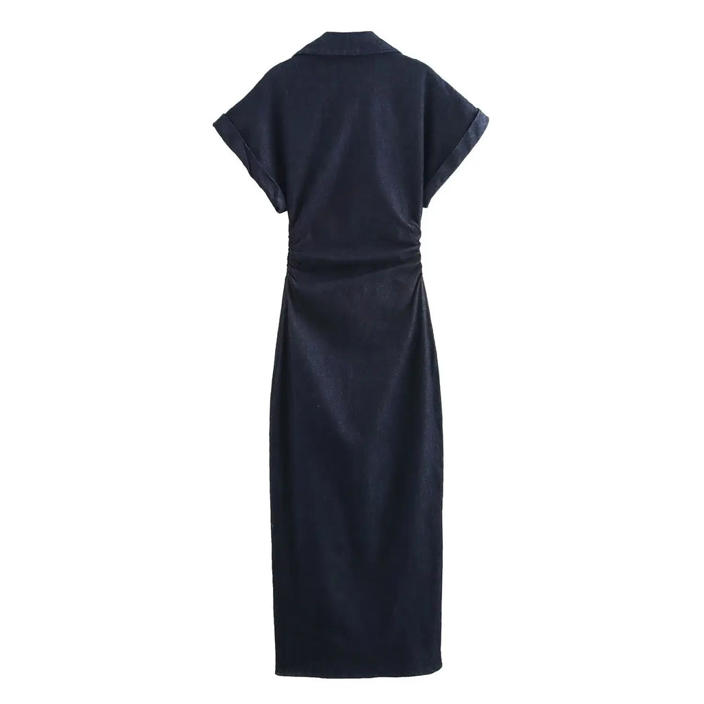 Elegant Zippered Denim Dress
