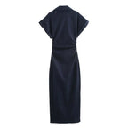 Elegant Zippered Denim Dress