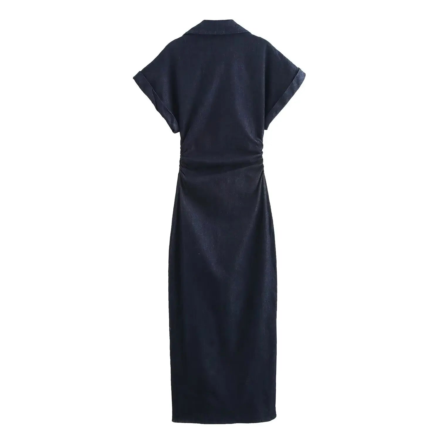 Elegant Zippered Denim Dress