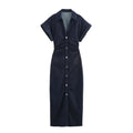 Elegant Zippered Denim Dress