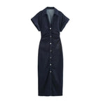 Elegant Zippered Denim Dress