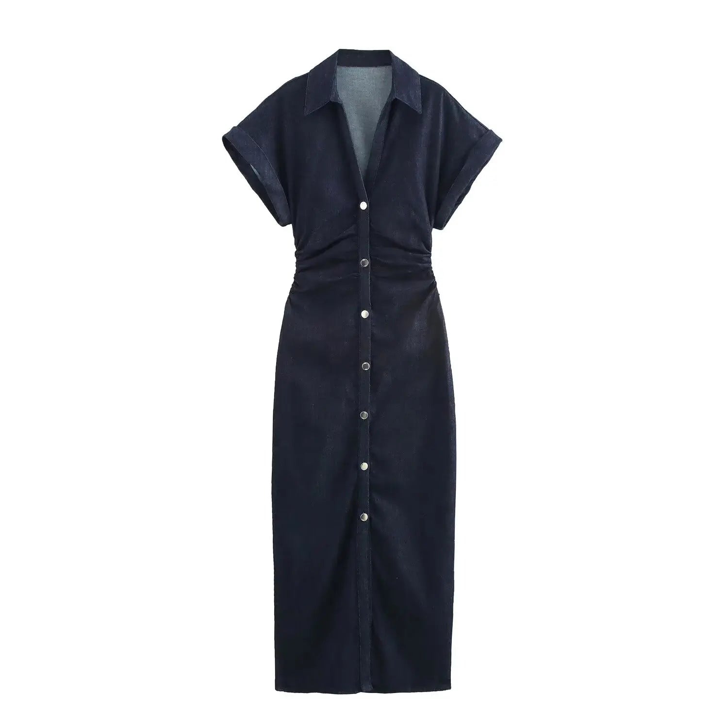Elegant Zippered Denim Dress