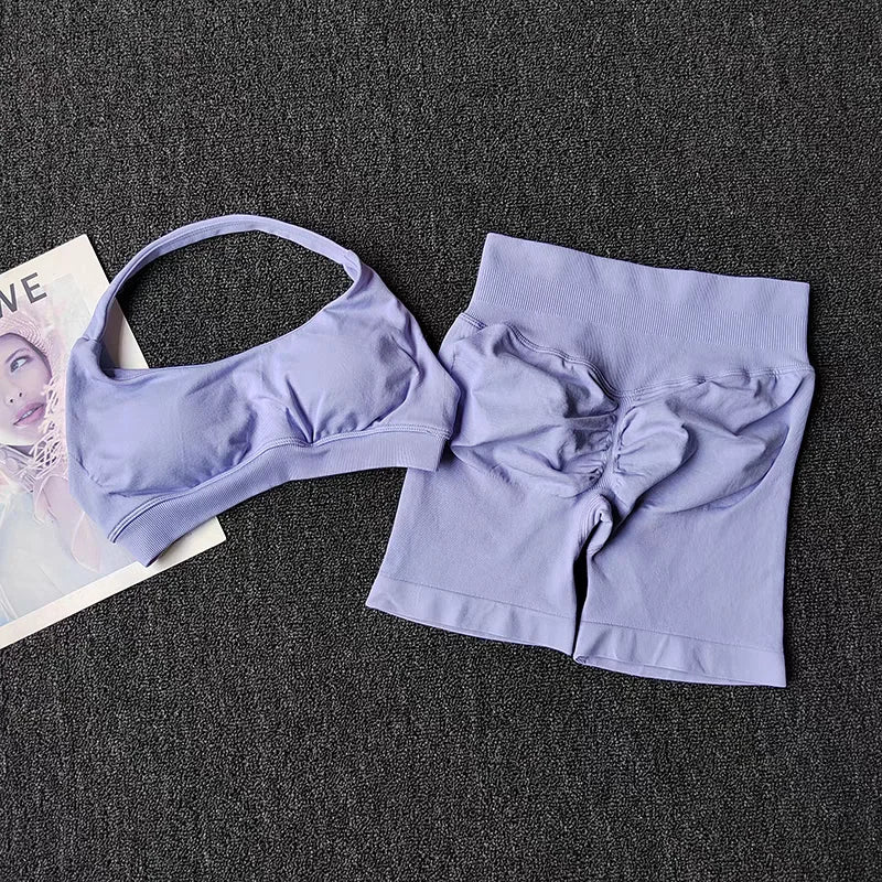 Women's 2-Piece Activewear Set (Halter Bra + Shorts)