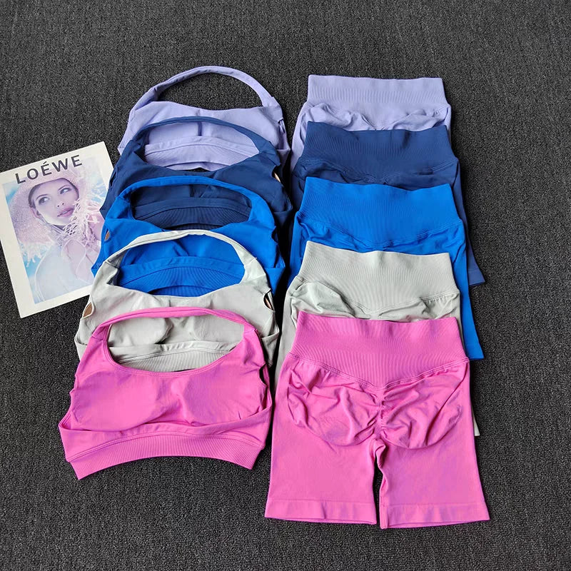 Women's 2-Piece Activewear Set (Halter Bra + Shorts)